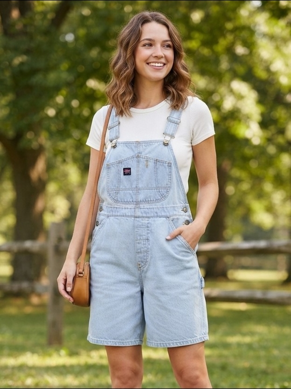 EUC UNIONBAY Light Wash Denim Short Overalls - Size Medium
